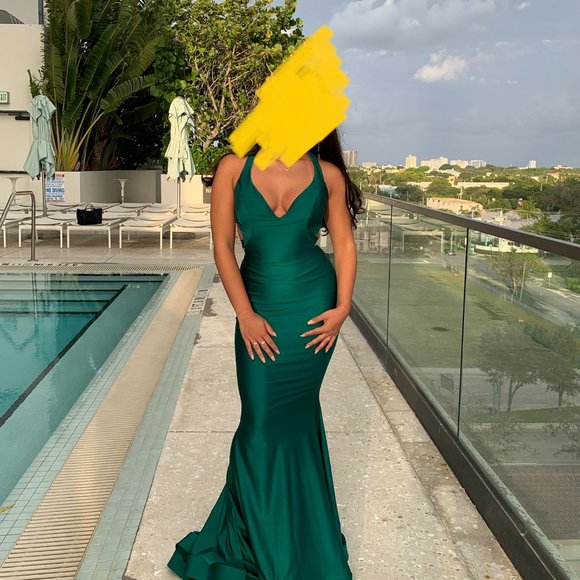 green emerald velvet dress Jessica Angel JA573  Promise Dress Boutique